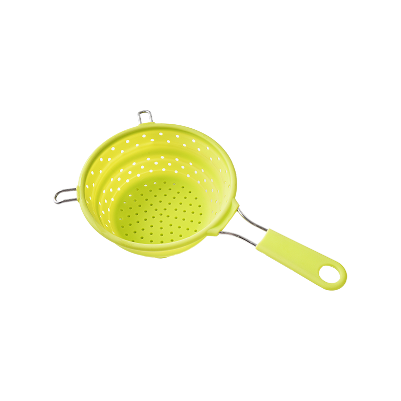 SY3016 silicone foldable colander with handle